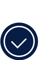 White checkmark inside of a navy blue circle.