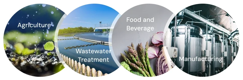 Four industries that PROVITAB 3 works with: agriculture, wastewater treatment, food and beverage, and manufacturing.